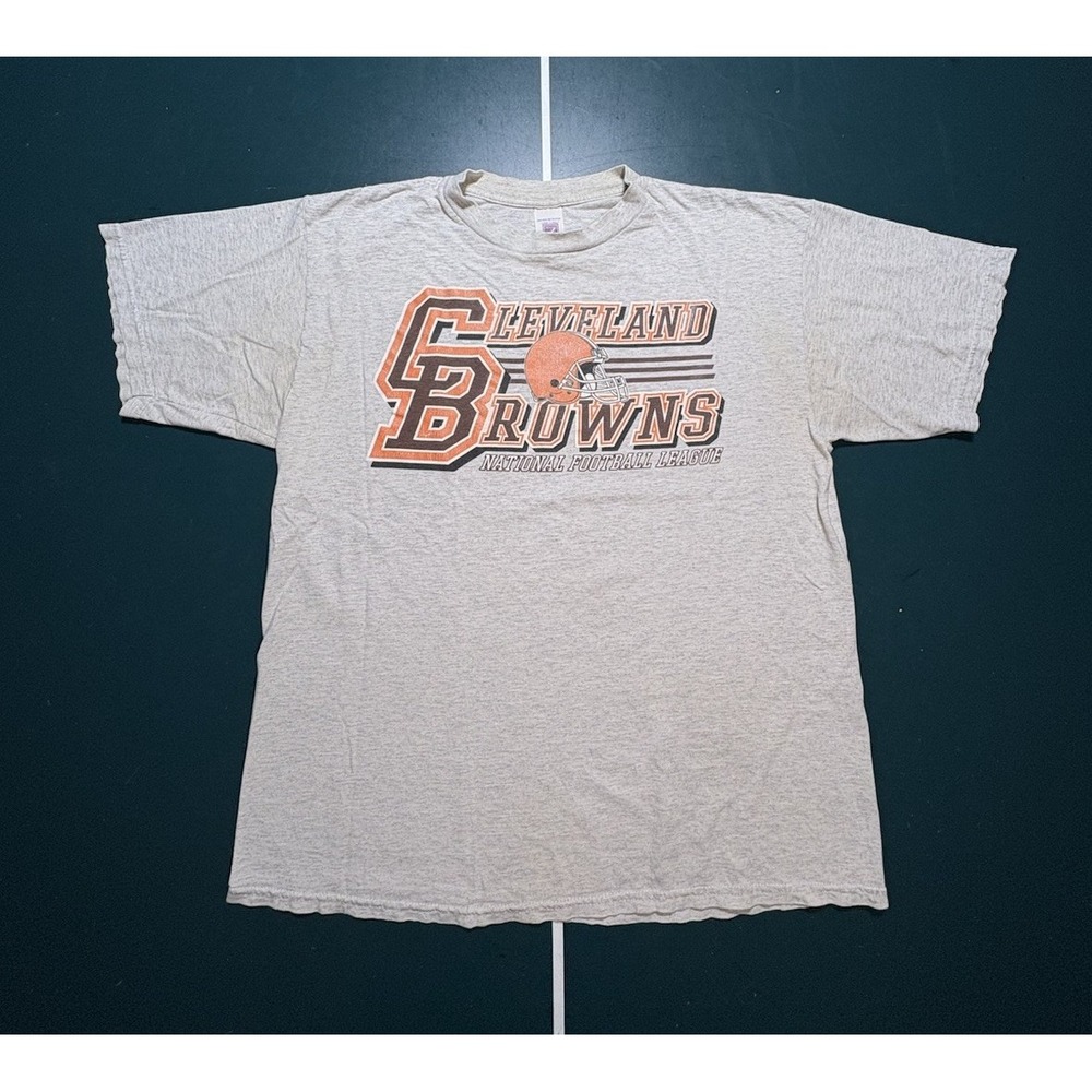Vintage Cleveland‎ Browns T Shirt Men's XL Logo 7 Gray Faded NFL Football 90s